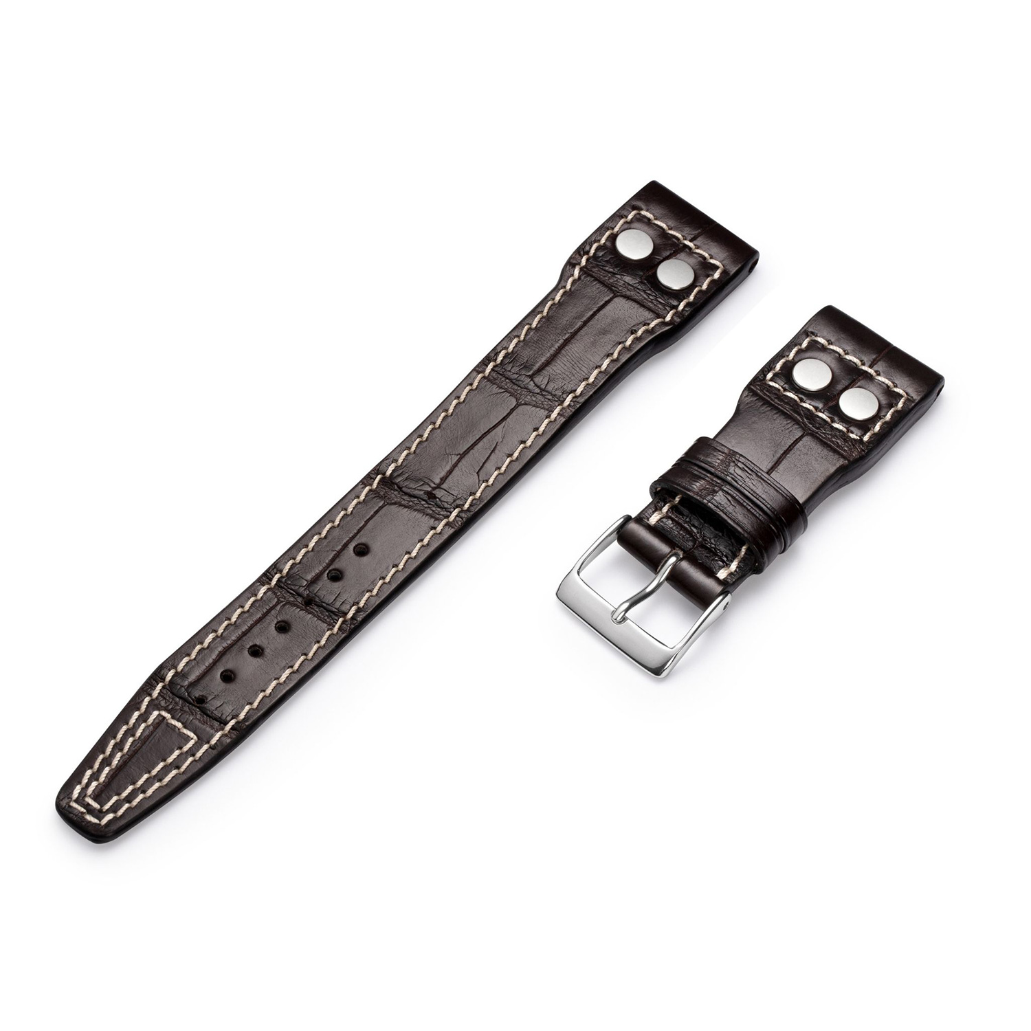 Manufakturwerk leather strap Alligator mocha 22/18