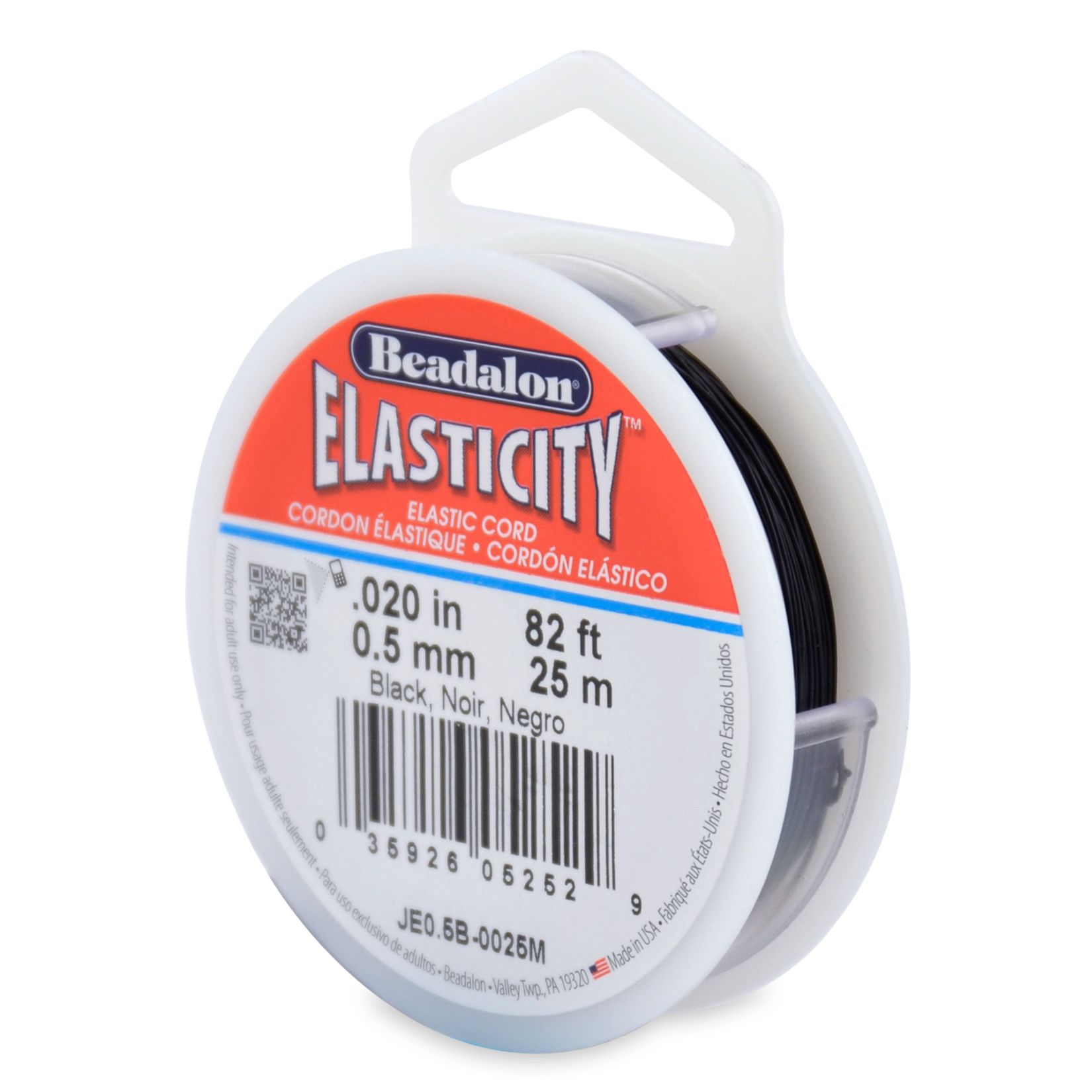 Elastisch Nylon Stretch Koord zwart Ø 0,50mm -25m