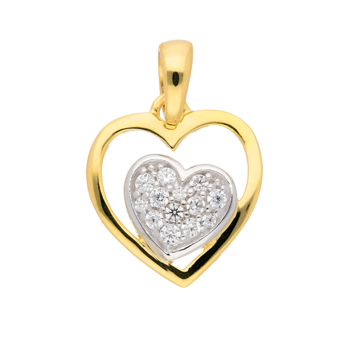 Anhänger 333/rh Herz Zirkonia