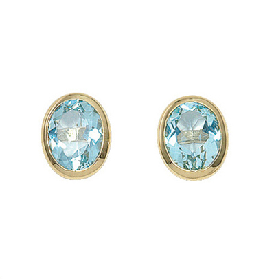 Ear studs gold 585/GG, aquamarine