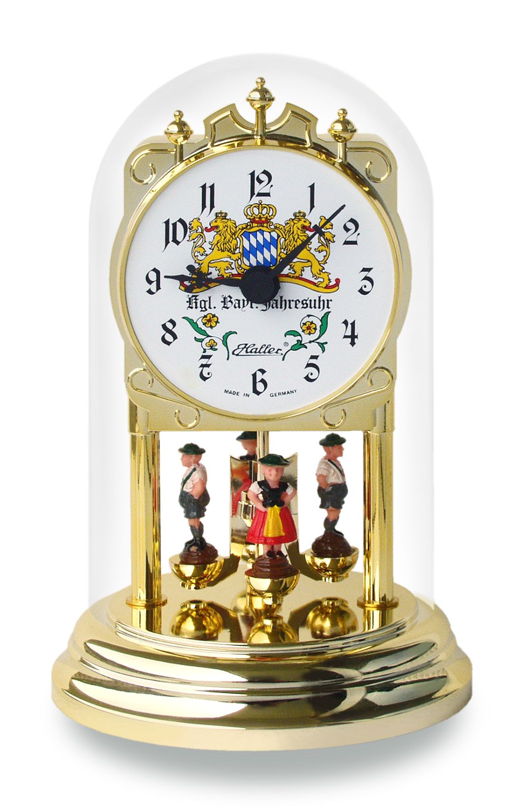 Haller quartz annual clock Lola with Bavarian figures