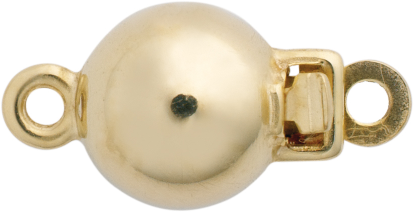 Ball clasp single-row gold 585/-Gg polished, ball Ø 6.00mm