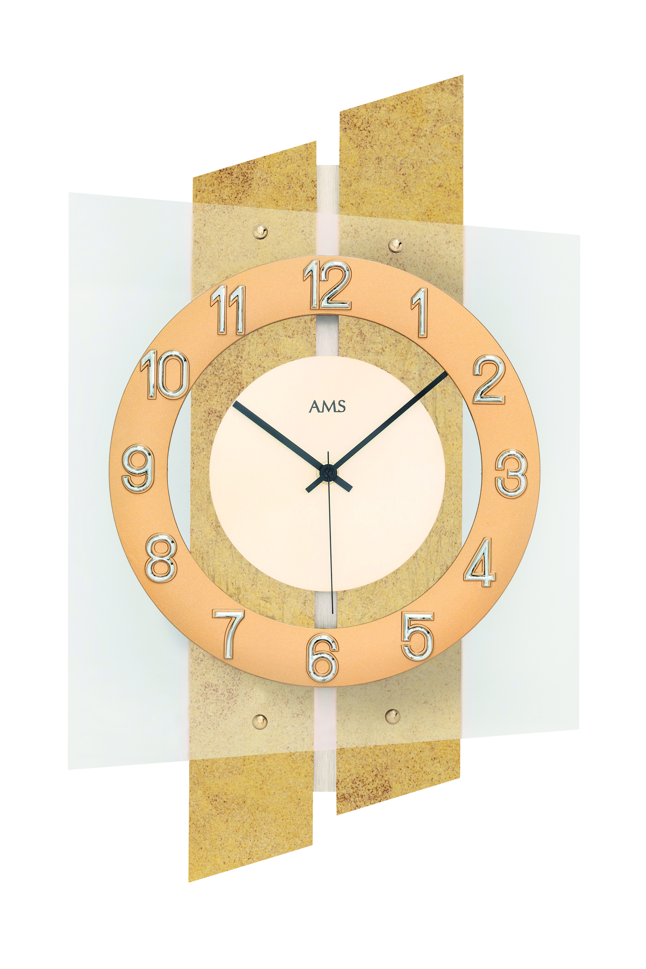 Funk-Wanduhr Messing 29x46x7cm, Mineralglas