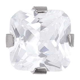 Prikbel Systeem 75 Gold 585/- WG Tiffany Cubic Zirkonia 5x5 mm Studex