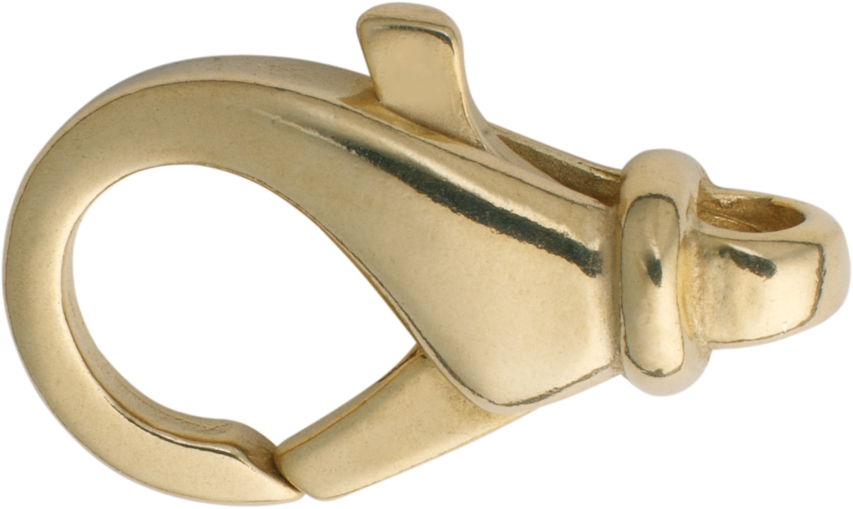 Carabiner curved gold 750/-Gg 18,00mm cast eye across