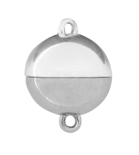 Magnetic clasp silver/palladium 925/- polished/PD-polished, ball Ø 12.00mm