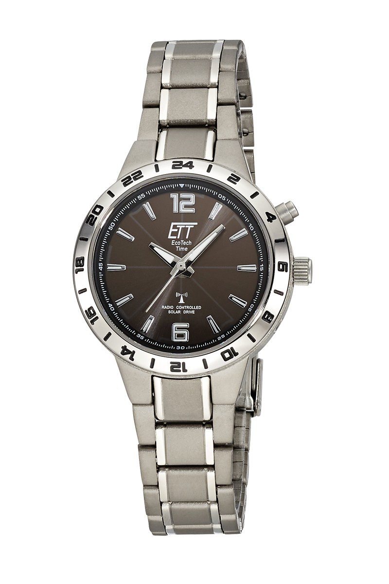 Eco Tech Time Solar Drive tijdsein gestuurd Basic Titanium polshorloge - ELT-11446-21M
