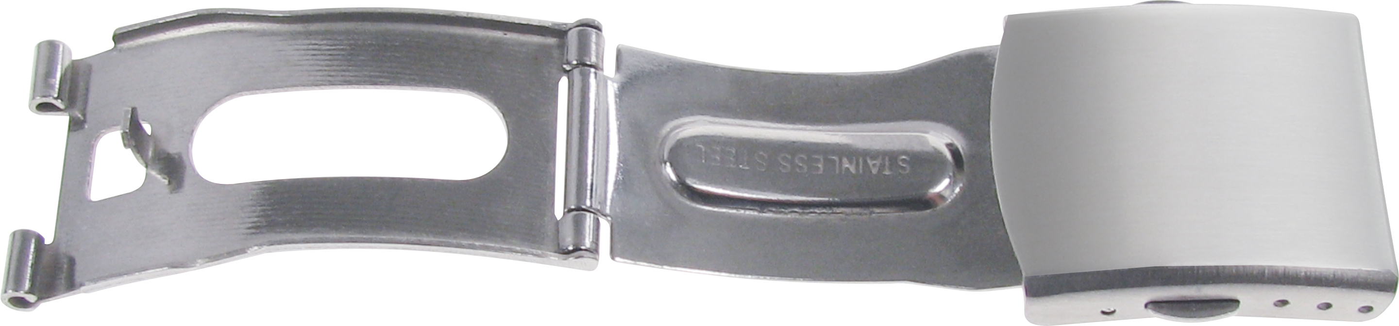 Faltschließe Edelstahl 16mm, Ansatz 10mm Stahl mattiert mit 2 Drückern
