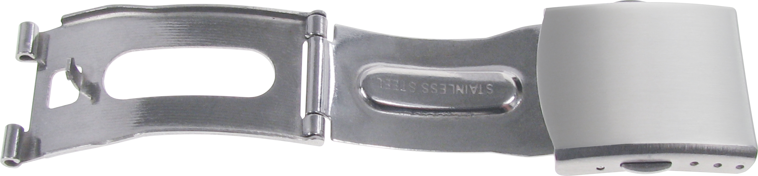 Folding clasp, stainless steel, 20mm, watch end 10mm, steel, brushed, with 2 pushers