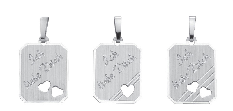 Gravurplatte 3 Stück Silber 925/rh eckig