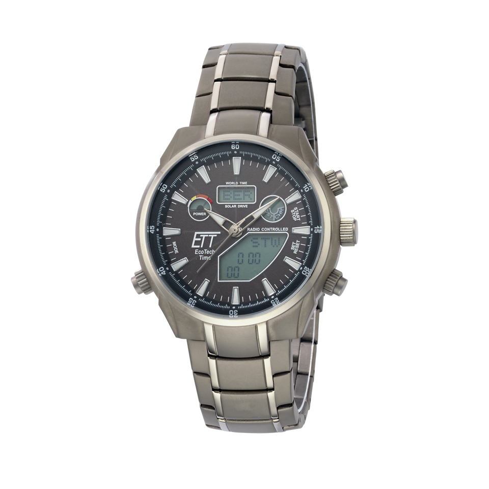 Eco Tech Time Solar Drive Funk Aquanaut II Herrenuhr World Timer - EGT-11336-40M