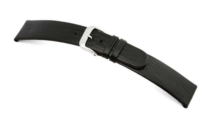 Leather strap Santa Cruz 14mm black with Teju lizard imprinting