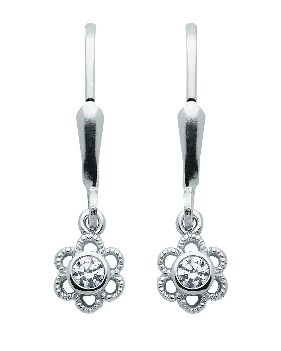 Dropped earrings with omega back 925/rh bloom