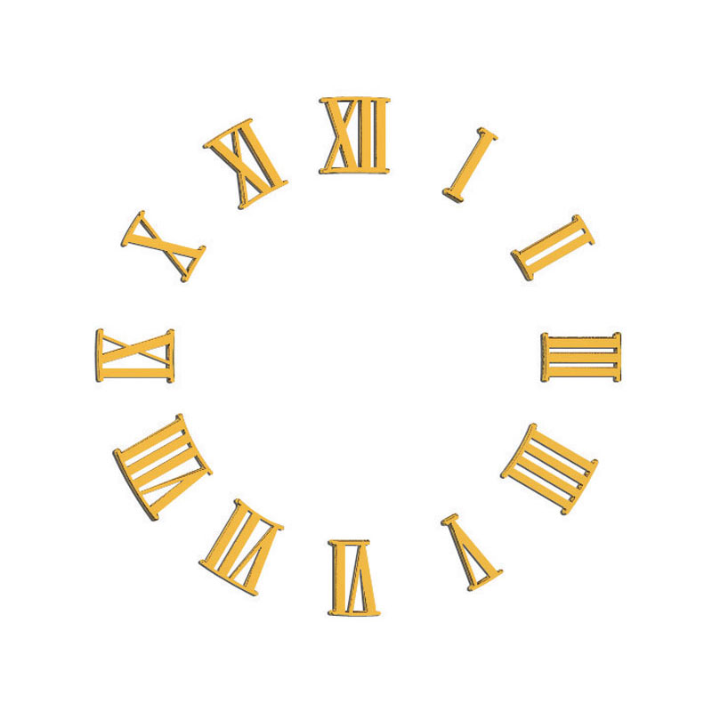 Cijferset Romeinse cijfers, Kunststof geel, L=30mm