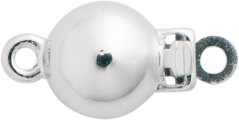Ball clasp single-row silver 925/- polished, ball Ø 6.00mm