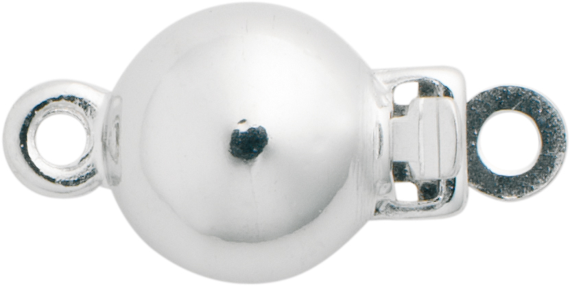 _ Ball clasp single-row silver 925/- polished, ball Ø 6.00mm
