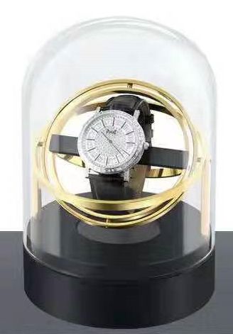 EEN VAN DE MOOISTE: 360° Horlogeopwinder met echt glazen stolp en metalen voet - Verguld