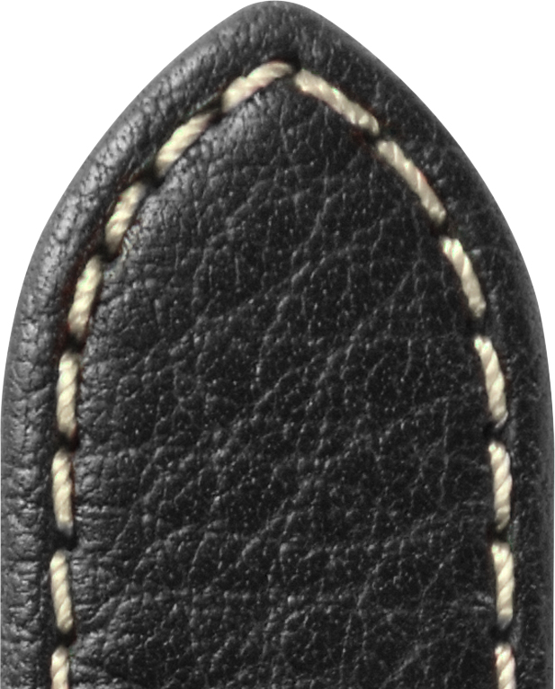 Lederband Ralley Waterproof 18mm schwarz mit weißer Naht Loch-Design