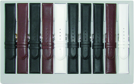 _ Leather bands, 10-piece card, calfskin, extra-wide, 22-26mm, black, dark brown, white