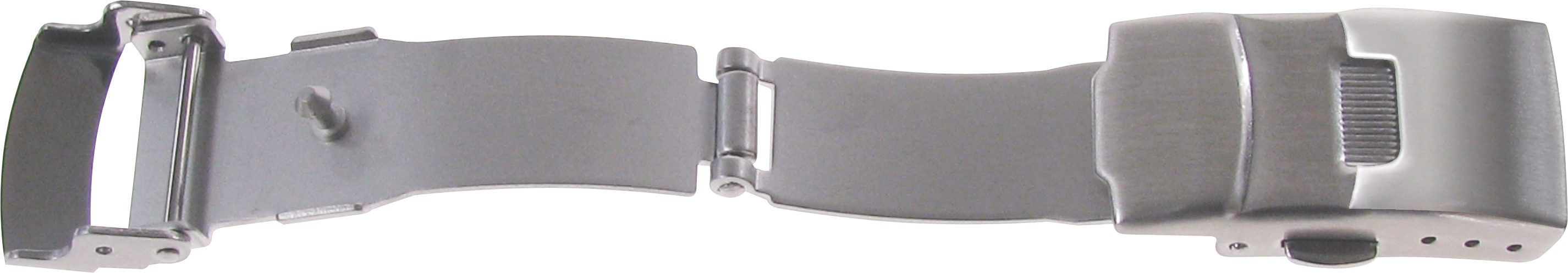 Faltschließe Edelstahl 18mm Stahl satiniert mit Drücker und Sicherheitsbügel