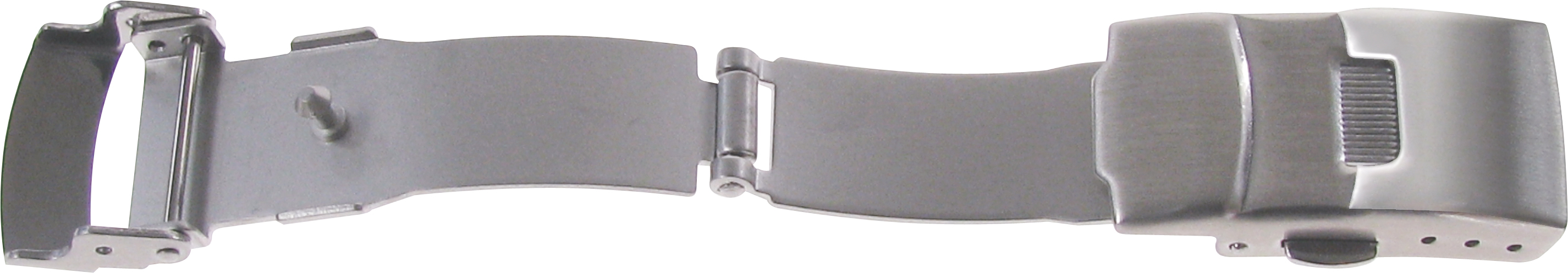 Folding clasp, stainless steel, 14mm, satinised steel, with pusher and safety bar