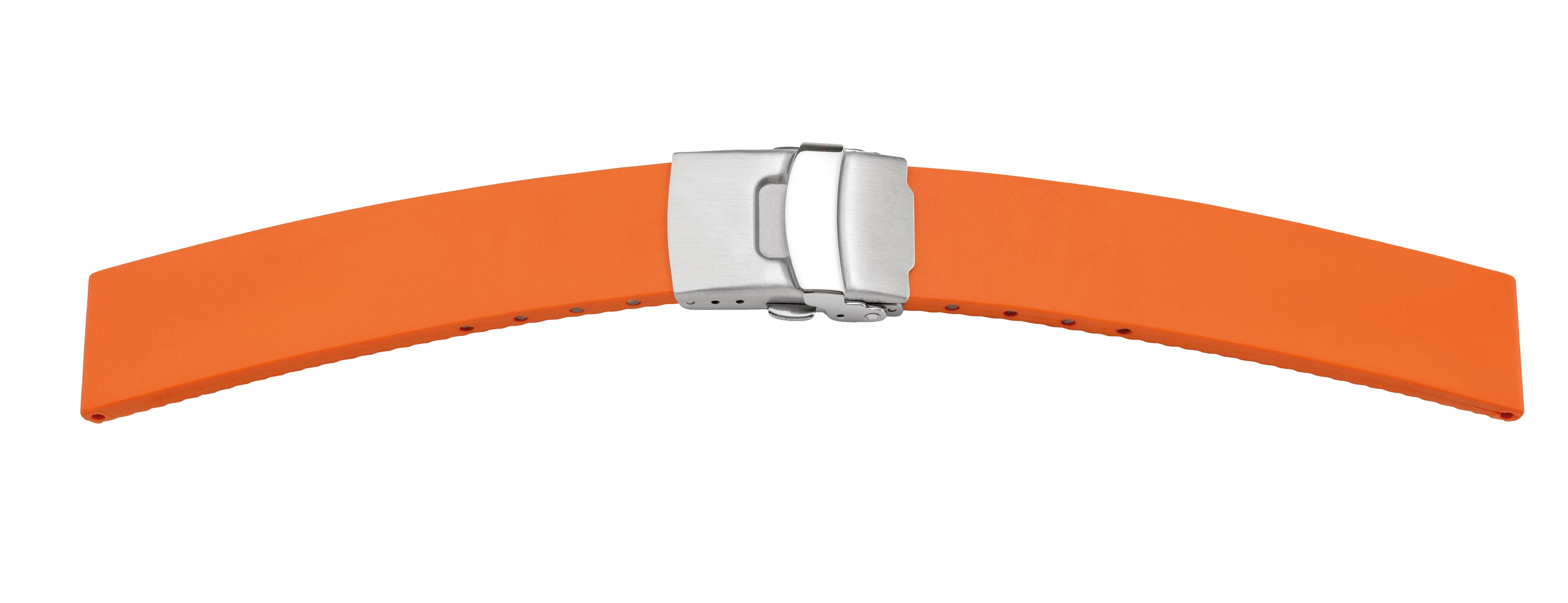 Rubber strap 22mm orange with folding clasp