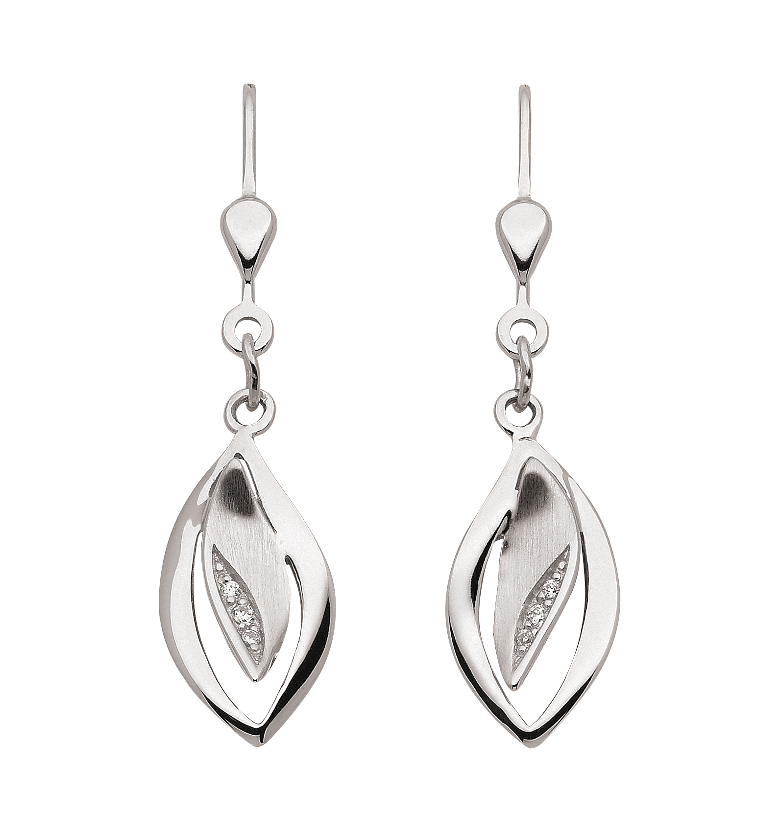 Ohrhänger 925/rh poliert/mattiert Zirkonia