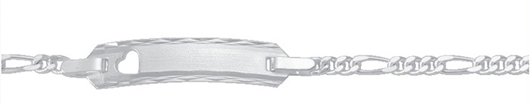 ID-armband 3 stuks zilver 925/-, Figaro 14cm met uitgestanst hart