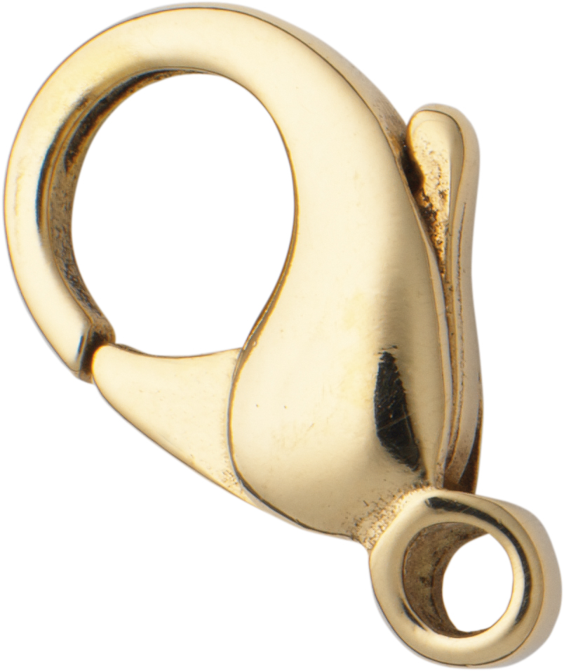 Carabiner curved gold 333/-Gg 15,00mm cast <br/>Alloy: 333/- Gg / Colour: gelb / External dimension length: 15.00 / Material: Gold