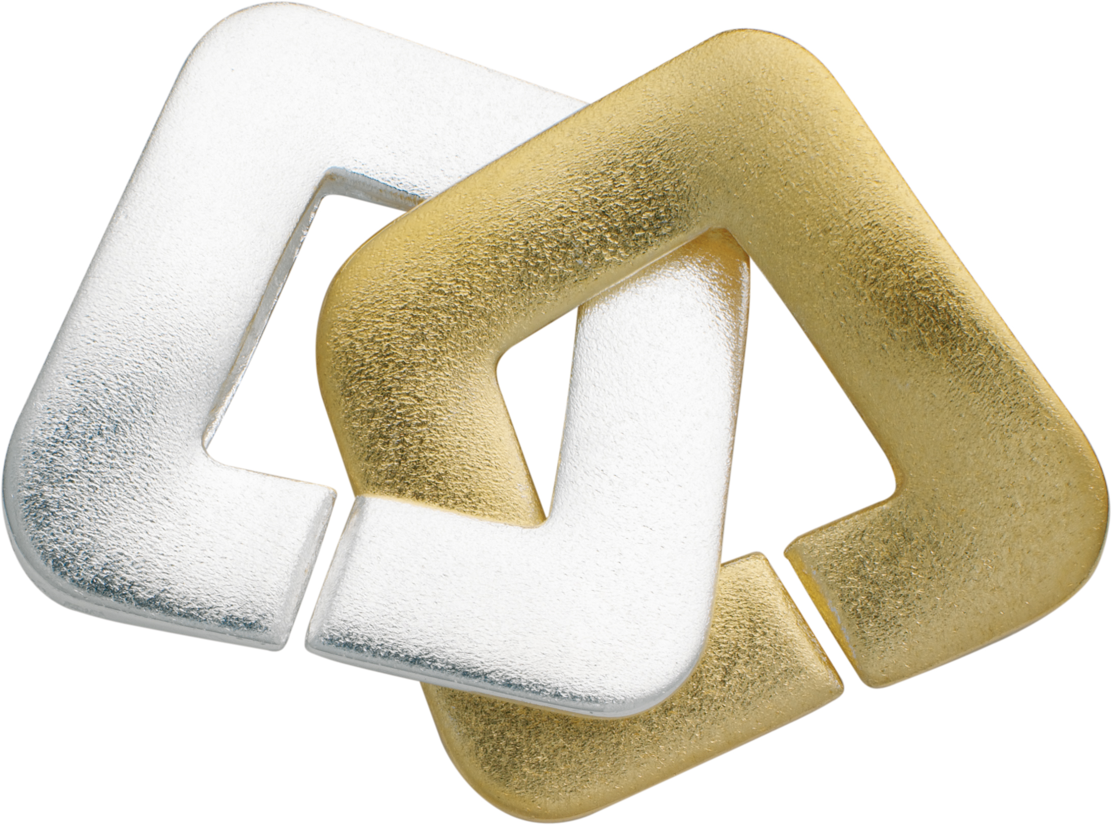 _ Ringschließe mehrreihig Silber 925/- bicolor poliert/mattiert, rechteckig L 19,00 x B 19,00mm