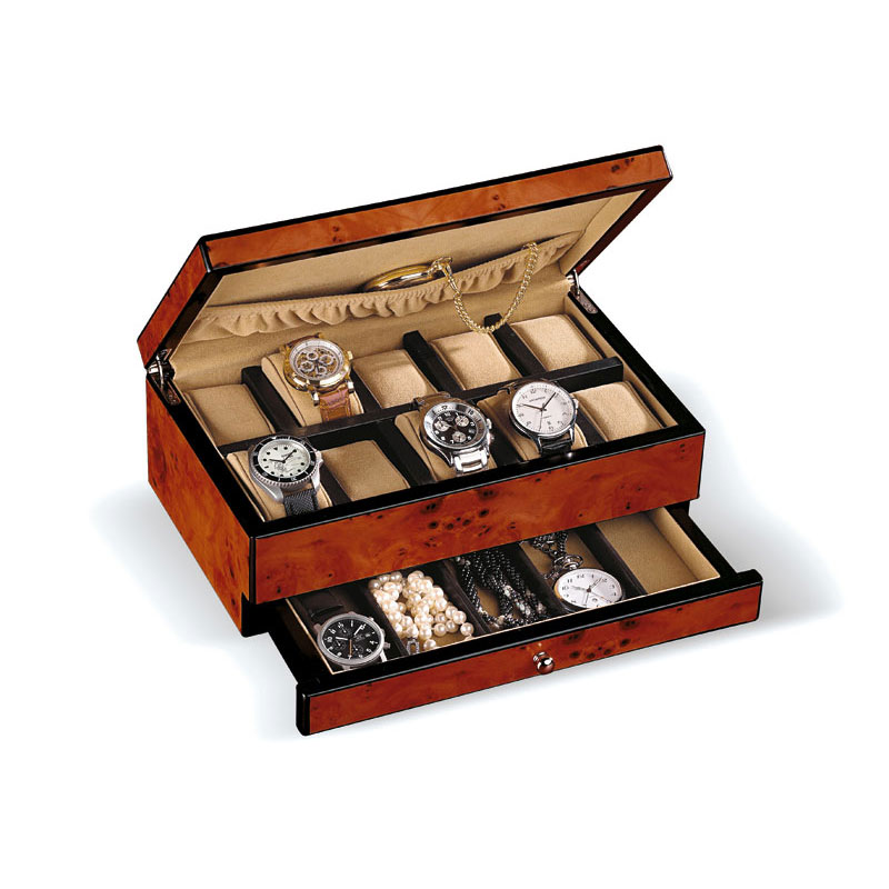 Uhrenbox im Ulmenholz-Design für 10 Uhren