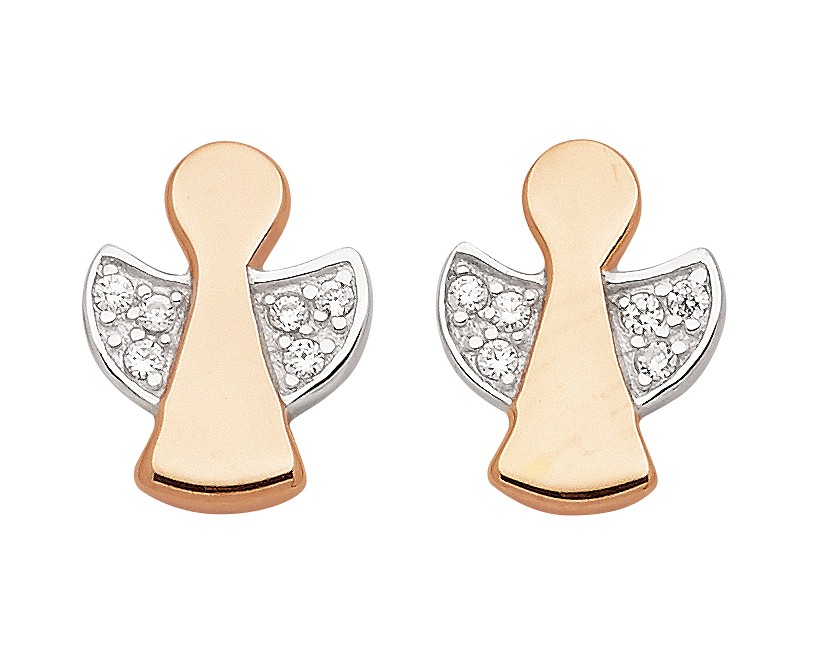 Ohrstecker 925/rh/rot, Engel mit Zirkonia