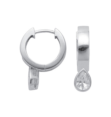 creolen 3 paar zilver 925/rh Ø 14,00mm, druppel, zirkonia