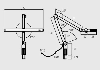 LED workplace light UNILED II TUNABLE WHITE articulated arm, 20W, 3000~6500K, light width 380 mm