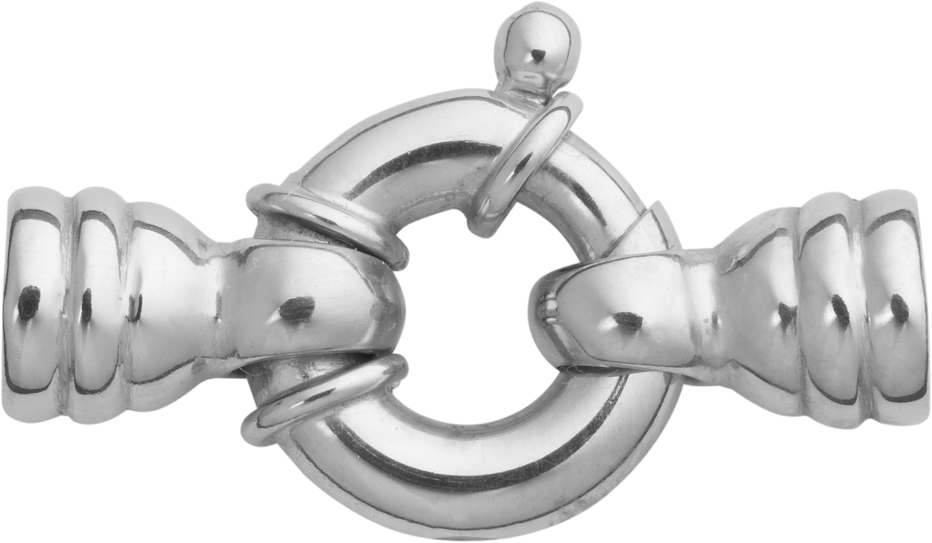 Spring ring silver 925/- Ø 13,00mm with three collars and round cross end caps