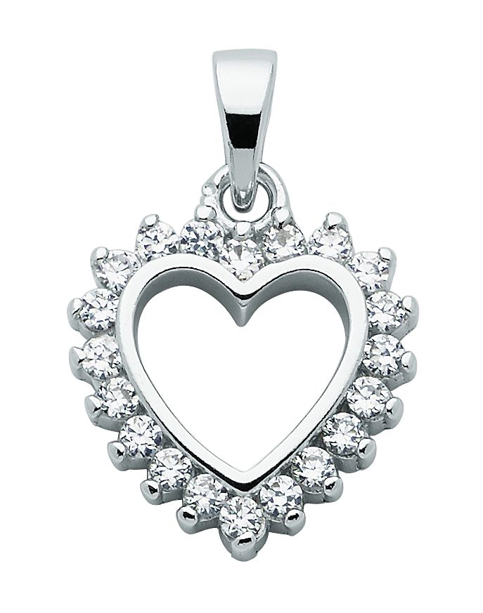 Anhänger 2 Stück Silber 925/- Herz, Zirkonia