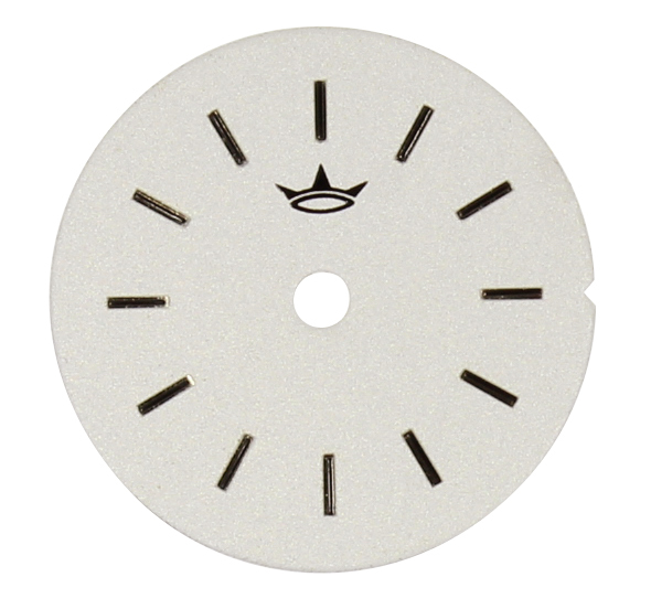 Ronda 732 Zifferblatt silber mit gelb/schwarzen Indexen Ø 14mm