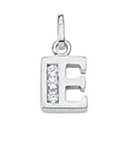 Letter pendant silver 925/- E, zirconia