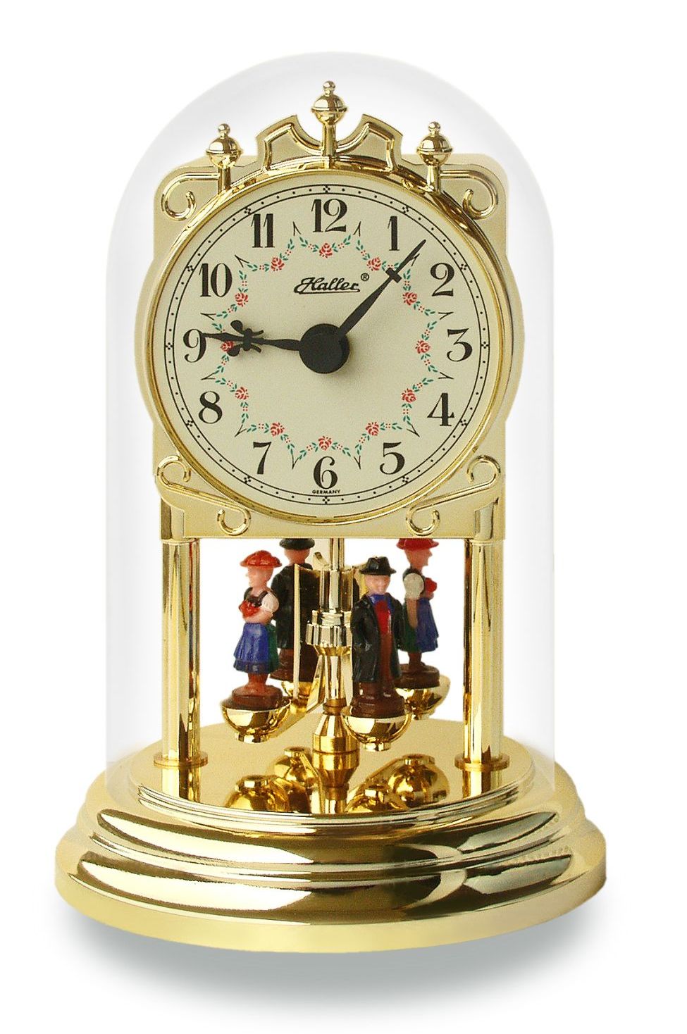 Haller quartz annual clock Laure with Black Forest figures