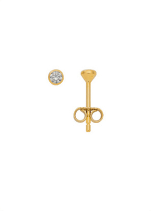 Ear studs 3 pairs gold 333/GG round 3.00mm zirconia