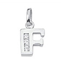 Letter pendant silver 925/- F, zirconia