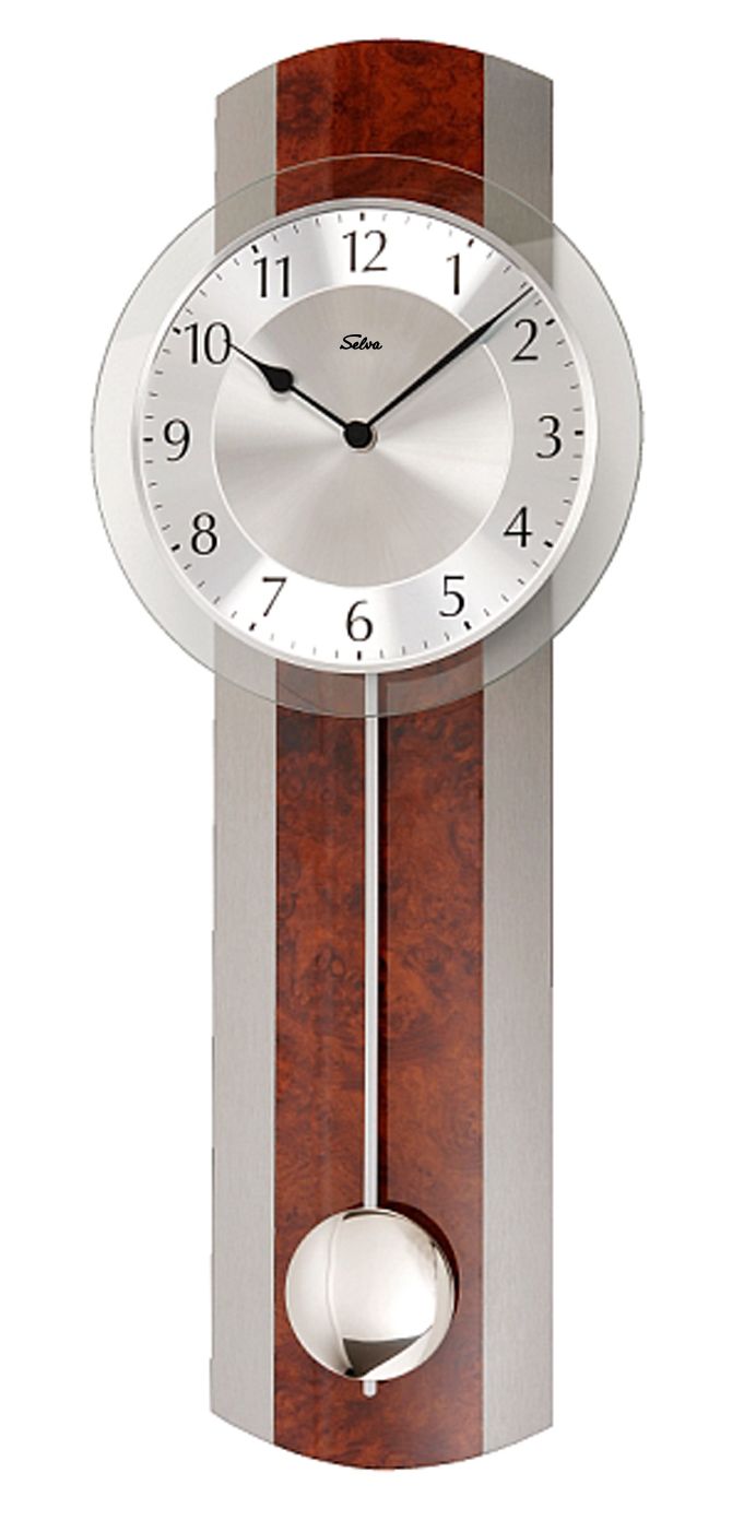 SELVA radio pendulum wall clock burr walnut taching