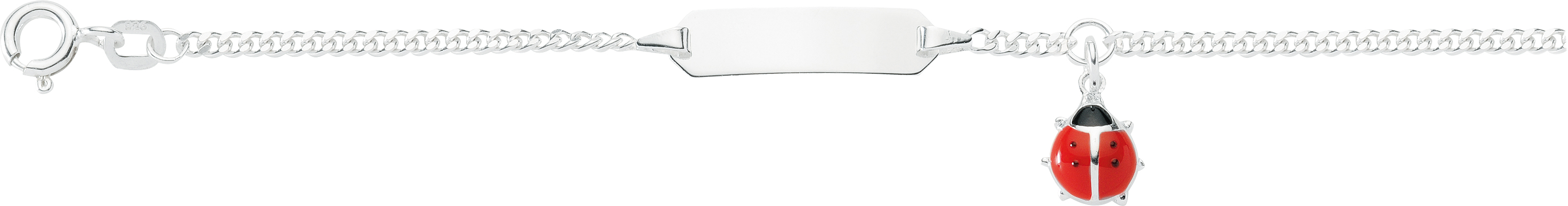 Id-armband zilver 925/- vlaksch. emaille lieveheersbeestje assort. 3st. 14cm