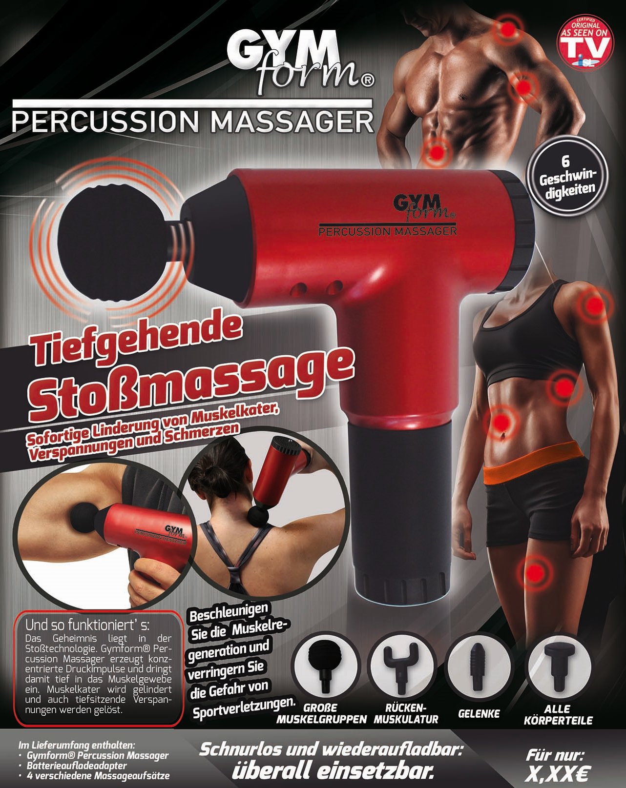 Gymform Percussion Massage - Verlicht pijnlijke spieren, spanning en pijn