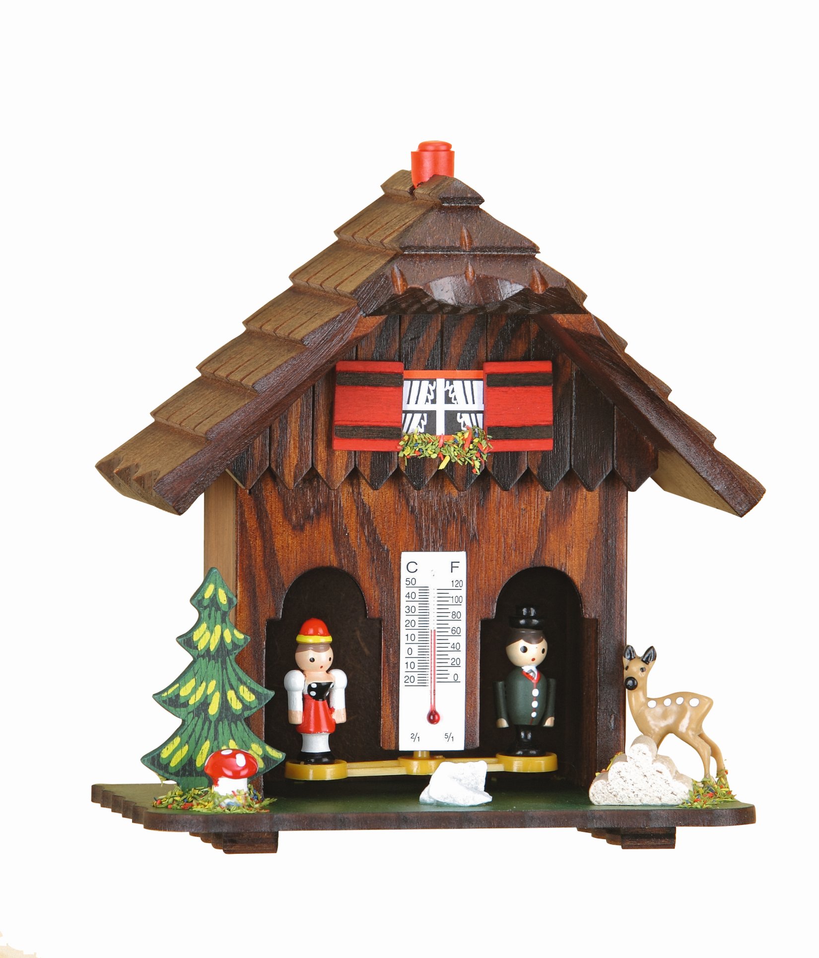 Weather house Freiburg H: 15cm, wooden figures
