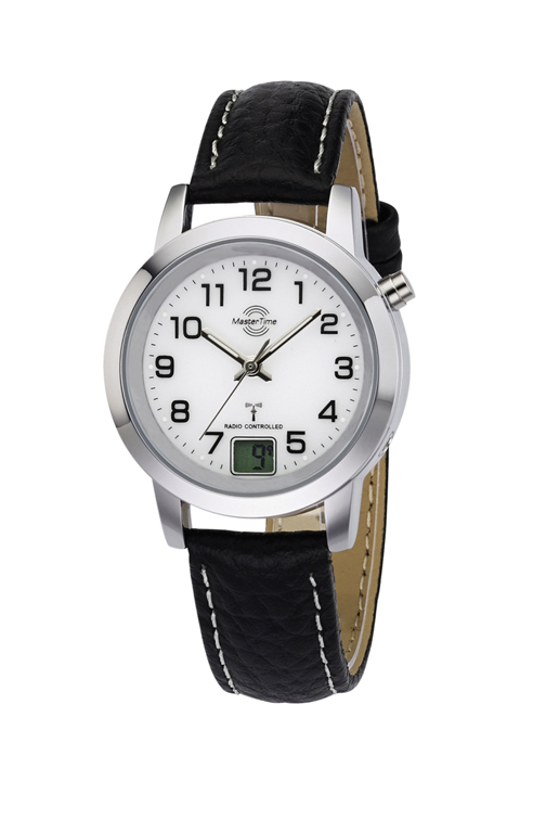 MasterTime Damen-Funkuhr Basic, silber/ weiß - MTLA-10295-12L