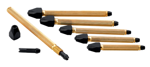 Stiftenklöbchen mit 2 Spannzangen in goldfarben 