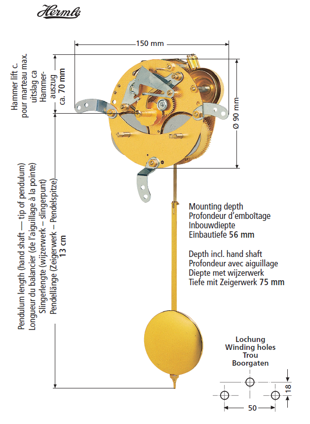 Movement AF, 7-days, pendulum 13 cm