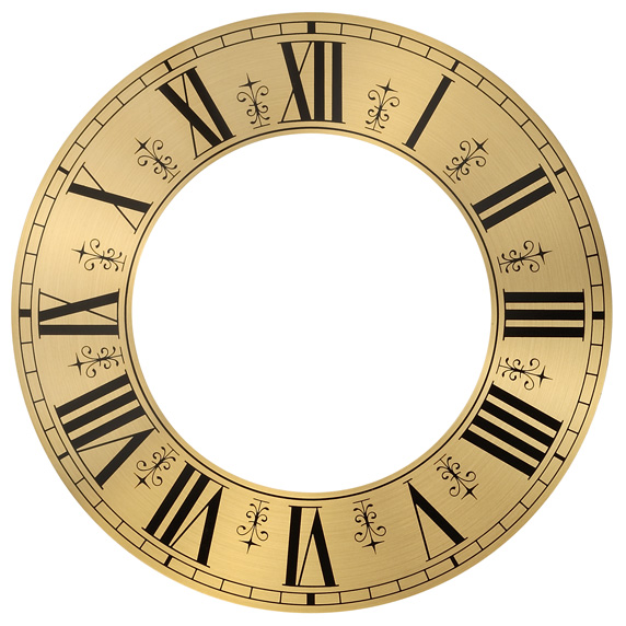 Dial circlet 245/145 mm yellow roman numerals, brass 0.4 mm