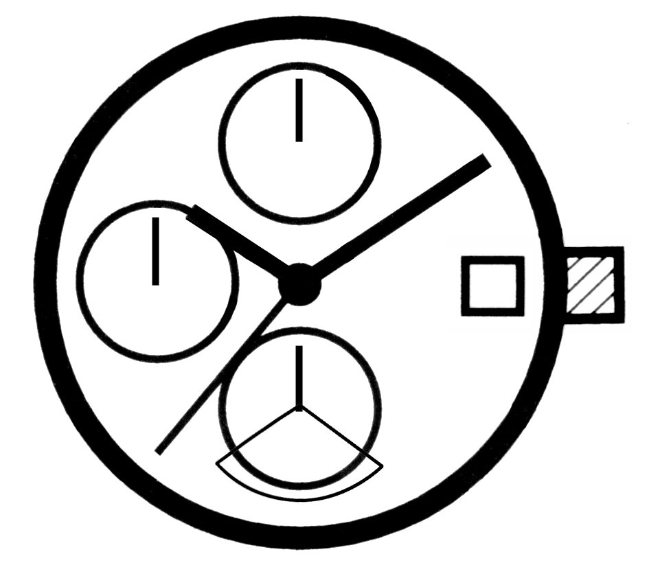 horloge uurwerk kwarts Miyota 0S62 SC, D3, CHR